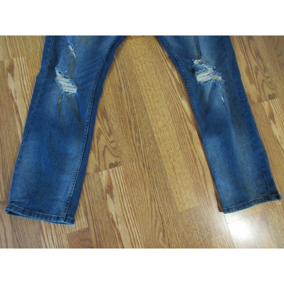 Tc And Co Los Angeles Slim Fit Distressed Blue Jeans Mens 36x30 Ripped Denim - Picture 10 of 12
